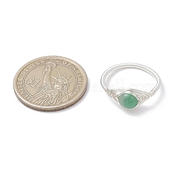 Horse Eye Natural Green Aventurine & Amethyst & Rose Quartz Finger Rings&nbsp;RJEW-JR00843-02