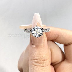 Rhodium Plated 925 Sterling Silver Pave 5.1x3.1mm Moissanite Finger Rings for Women&nbsp;WG36A3D-16