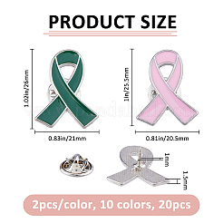 20Pcs 3 Styles Breast Cancer Awareness Pink Ribbon Enamel Pin&nbsp;JEWB-FH0002-53A
