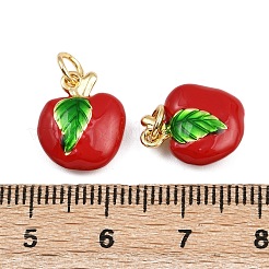 Brass Enamel Fruit Apple Charms&nbsp;KK-I377-04G-B