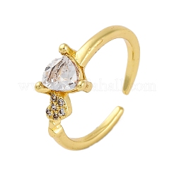 Rack Plating Brass Micro Pave Clear Cubic Zirconia Cuff Finger Rings for Women&nbsp;RJEW-M028-07G