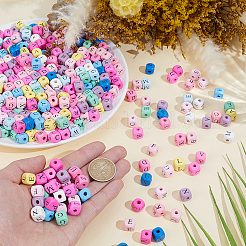 600Pcs Natural Wood Printed Beads&nbsp;WOOD-PA0001-48