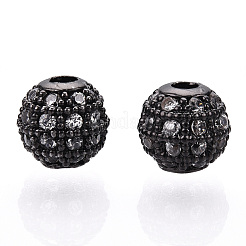 Rack Plating Brass Cubic Zirconia Beads&nbsp;ZIRC-S001-6mm-A01
