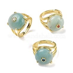 Brass Micro Pave Cubic Zirconia(Random Color) Cuff Open Rings&nbsp;RJEW-D347-02G-09