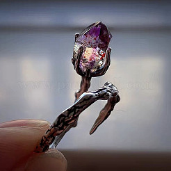 Alloy Glass Cuff Open Rings&nbsp;WG86608-01