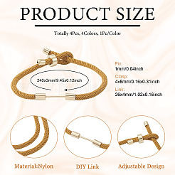 4Pcs 4 Colors Braided Nylon Cord Bracelet Making&nbsp;MAK-TA0001-26B