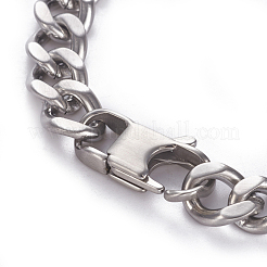 Tarnish Resistant 304 Stainless Steel Curb Chain ID Bracelets&nbsp;BJEW-I279-02P