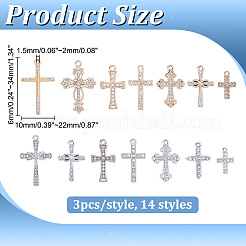 42Pcs 14 Styles Alloy Rhinestone Pendants&nbsp;FIND-ME0003-65