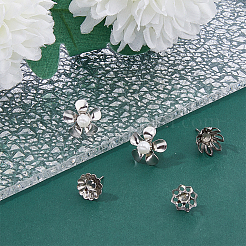 40Pcs 4 Style Flower 201 & 304 Stainless Steel Stud Earring Findings&nbsp;STAS-DC0014-76