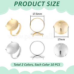 20Pcs 2 Colors 316 Stainless Steel Cuff Ring Components&nbsp;STAS-UN0064-42