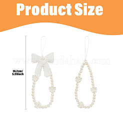 ABS Plastic Imitation Pearl Round & Bowknot Bead Mobile Straps&nbsp;HJEW-YW00314-01