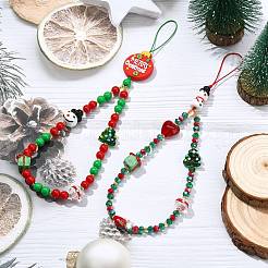 Lampwork & Glass Christmas Phone Lanyard Wrist Strap&nbsp;HJEW-SZ00098