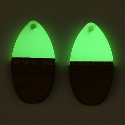 Walnut Wood & Luminous Glow in the Dark Resin Pendants&nbsp;RESI-N039-77
