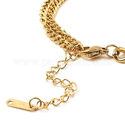 Cubic Zirconia Rectangle Link Bracelet with 304 Stainless Steel Curb Chains&nbsp;BJEW-Z015-01G