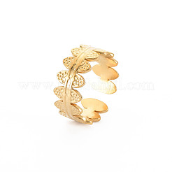 Ion Plating(IP) 304 Stainless Steel Oval Wrap Open Cuff Ring for Women&nbsp;RJEW-S405-153G