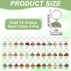Flat Round with Tree of Life Gemstone Chips Keychains&nbsp;KEYC-AB00055