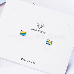 Rainbow Color Pride Flag Enamel Cat Stud Earrings&nbsp;RABO-PW0001-022P