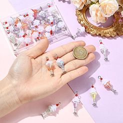 30Pcs Acrylic & Glass Pearl & 304 Stainless Steel Pendants&nbsp;PALLOY-CJ00196