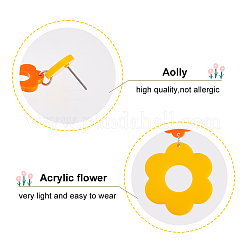 3 Pairs 3 Colors Acrylic Flower Dangle Stud Earrings&nbsp;EJEW-AN0001-36