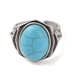 Oval Synthetic Turquoise Cuff Rings&nbsp;RJEW-B107-13AS-01