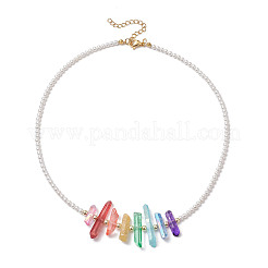 Natural Dyed Quartz Crystal Nuggets Chakra Pendant Necklaces&nbsp;NJEW-JN05183