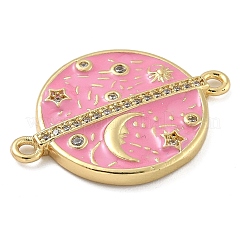 Rack Plating Brass Clear Cubic Zirconia Connector Charms&nbsp;KK-A234-024G