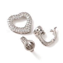 Brass Micro Pave Clear Cubic Zirconia Fold Over Clasps&nbsp;KK-D259-02B-P
