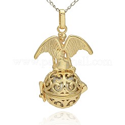 Golden Tone Brass Hollow Round Cage Pendants&nbsp;KK-J242-07G