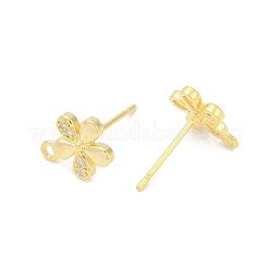 Brass Micro Pave Clear Cubic Zirconia Stud Earring Findings&nbsp;KK-Z099-01G-02