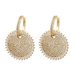 Brass Micro Pave Clear Cubic Zirconia Hoop Earrings&nbsp;EJEW-L275-17G