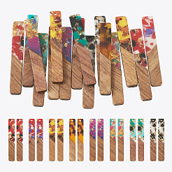 16Pcs 8 Styles Transparent Resin & Walnut Wood Big Pendants&nbsp;RESI-BT0001-32