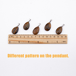 Teardrop Natural Tiger Eye Pendants&nbsp;G-HY0001-12
