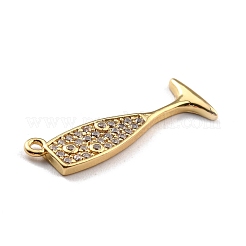 Brass Micro Pave Clear Cubic Zirconia Pendants&nbsp;KK-M222-08G