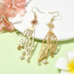 Sun & Butterfly Brass Chandelier Earrings&nbsp;EJEW-TA00360