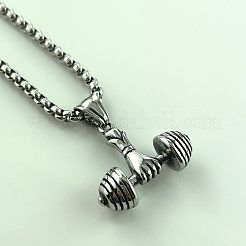 Punk 304 Stainless Steel Hip-hop Dumbbell Fitness Barbell Pendant Necklaces for Men&nbsp;MF4714