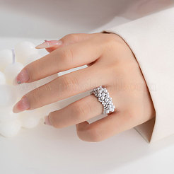 Adjustable Brass Micro Pave Cubic Zirconia and Imitation Pearl Cuff Open Rings&nbsp;FS-WG68EC9-01
