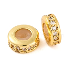 Rack Plating Brass Clear Cubic Zirconia Beads&nbsp;KK-M292-02G-01