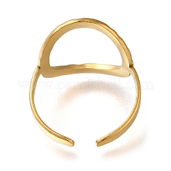 Hollow Oval 304 Stainless Steel Open Cuff Ring for Women&nbsp;RJEW-F161-02G-20