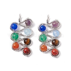 Natural Mixed Stone Brass Pendants&nbsp;FIND-E023-04P