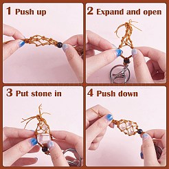 4Pcs  2 Colors Macrame Fringe Braided Keychain&nbsp;AJEW-SW00014-06