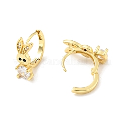 Cubic Zirconia Rabbit Hoop Earrings&nbsp;EJEW-C028-01G