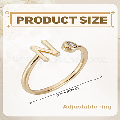 1Pc Brass Micro Pave Clear Cubic Zirconia Open Cuff Rings for Women&nbsp;RJEW-LP0002-37N