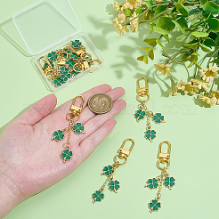8Pcs Alloy Enamel Clover Pendant Decorations&nbsp;HJEW-PH02206