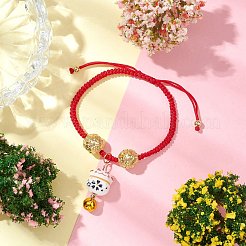 Adjustable Fortune Cat Handmade Porcelain Charm Bracelets&nbsp;BJEW-JB10506