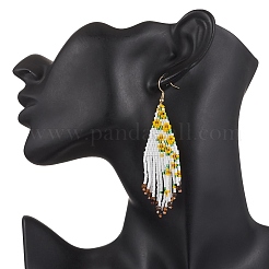 Handmade Glass Seed Beads Sunflower Dangle Earrings&nbsp;EJEW-MZ00543