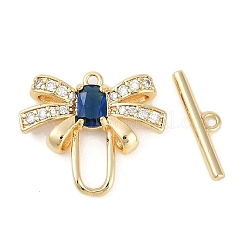 Brass Micro Pave Clear Cubic Zirconia Toggle Clasps&nbsp;KK-K391-20G