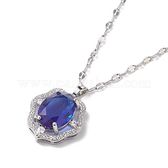 Brass Micro Pave Cubic Zirconia Pendant Necklaces&nbsp;NJEW-C039-06P