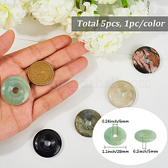 5Pcs 5 Styles Natural Green Aventurine & Rhodonite & Labradorite & Obsidian & Agate Pendants&nbsp;G-SP0001-38