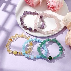 Rhombus Natural Gemstone Beads Stretch Bracelets for Women&nbsp;BJEW-JB10984