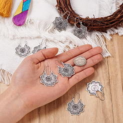 Bohemian Retro Style Alloy Dangle Hoop Earrings&nbsp;X1-EJEW-TAC0003-01AS